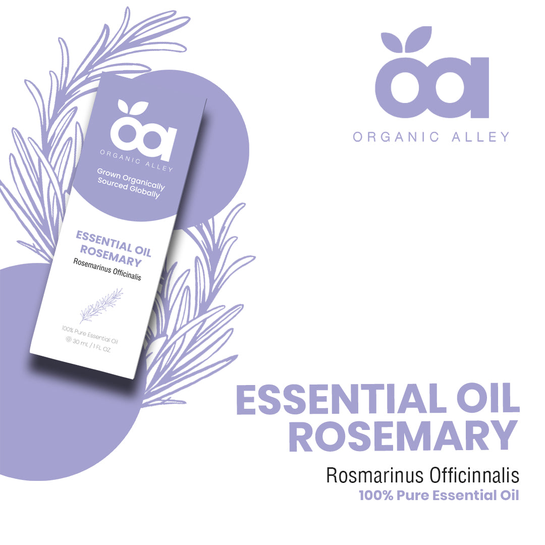 Rosemary Essential Oil by Organic Alley (1 Fl Oz) | 100% Pure Rosmarinus Officinalis Oil for for Hair, Skin & Clarity