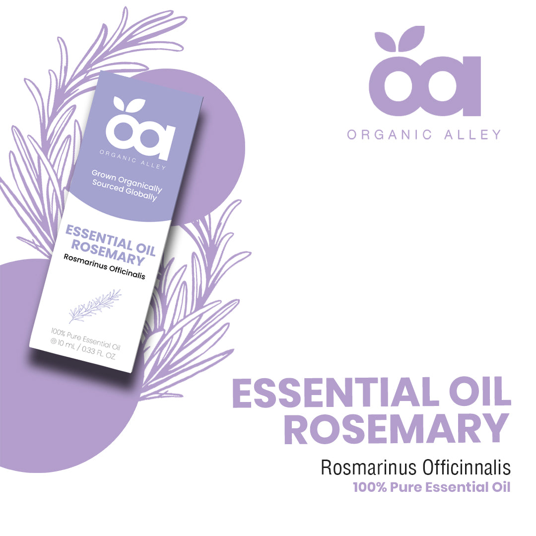 Rosemary Essential Oil by Organic Alley (10 mL) | Pure Rosmarinus Officinalis Oil for Hair, Skin & Clarity