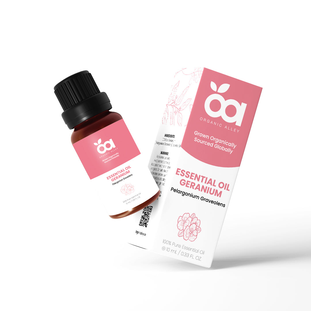 Egyptian Geranium Essential Oil by Organic Alley (0.33 Fl Oz) | 100% Pure, Undiluted Pelargonium Graveolens | Use for Hormonal Balance, Skin & Scent