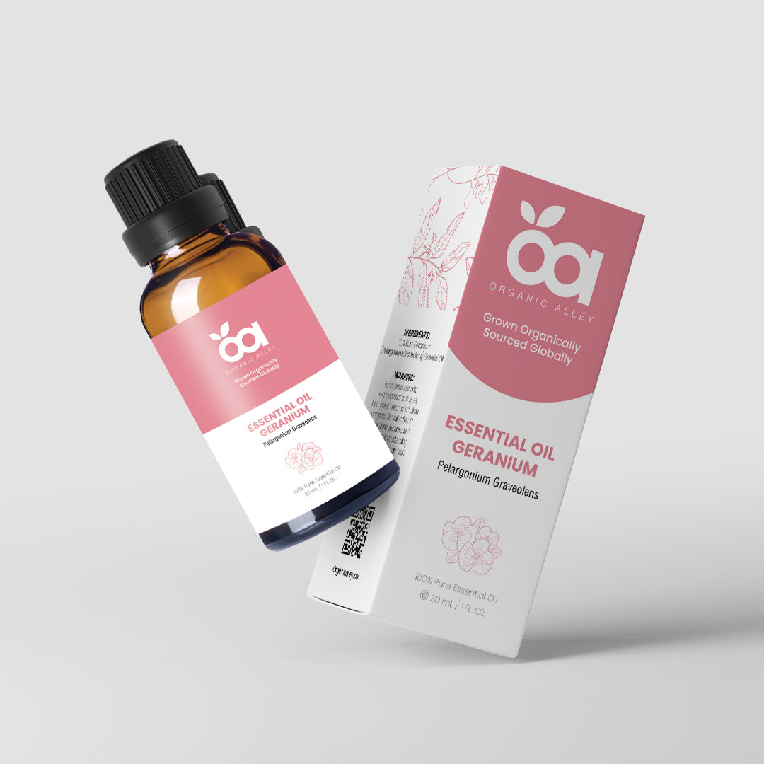 Egyptian Geranium Essential Oil by Organic Alley (1 Fl Oz) | 100% Pure, Undiluted Pelargonium Graveolens | Use for Hormonal Balance, Skin & Scent