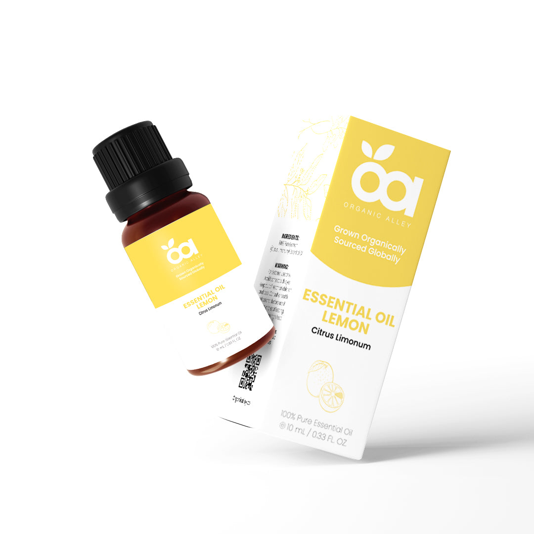 Lemon Essential Oil by Organic Alley (10 mL) | 100% Pure, Undiluted Citrus Limonum | Fresh, Zesty Scent for Skin & Cleaning