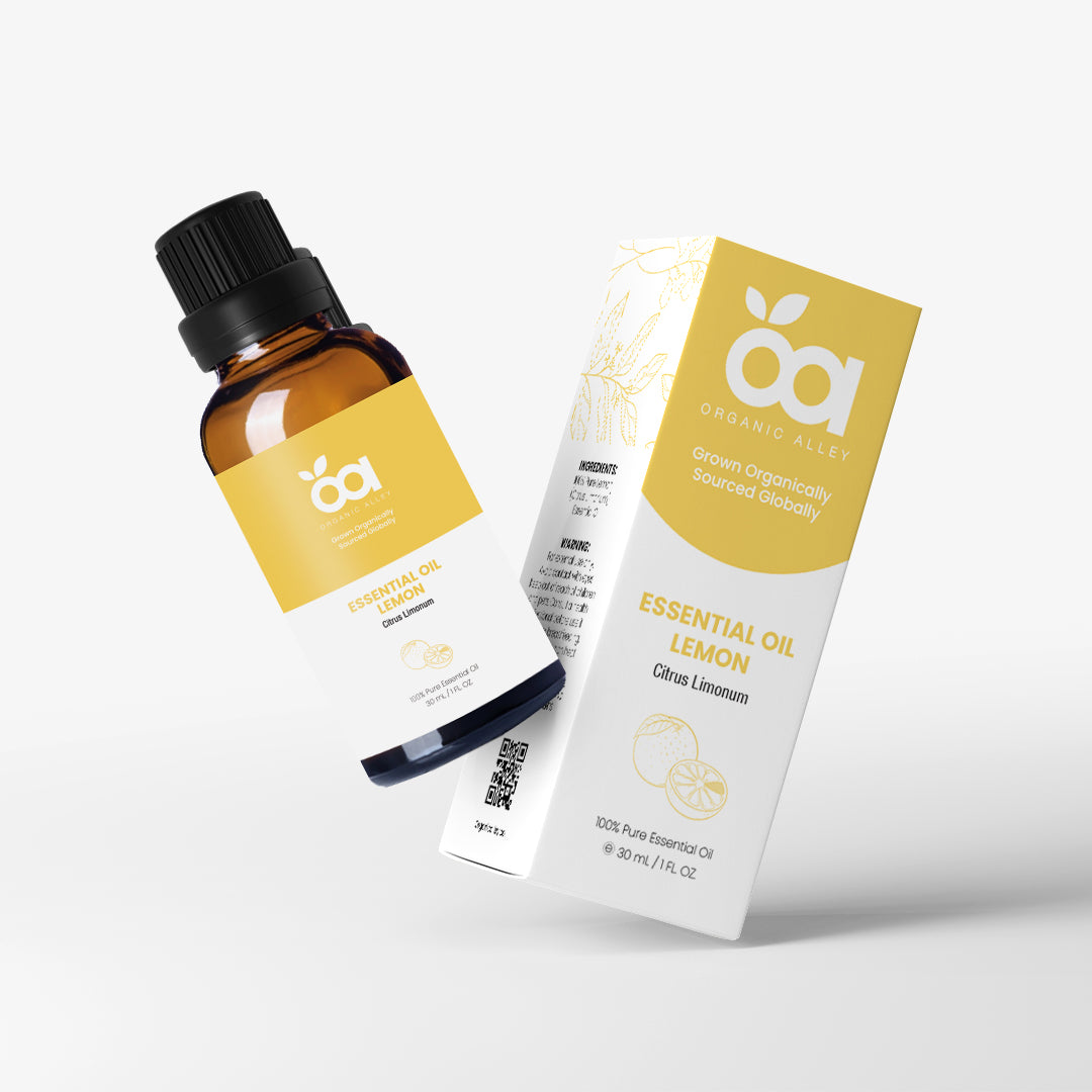 Lemon Essential Oil by Organic Alley (1 Fl Oz) | Pure, Undiluted Citrus Limonum Oil for Skin, Cleaning | Fresh, Zesty Scent