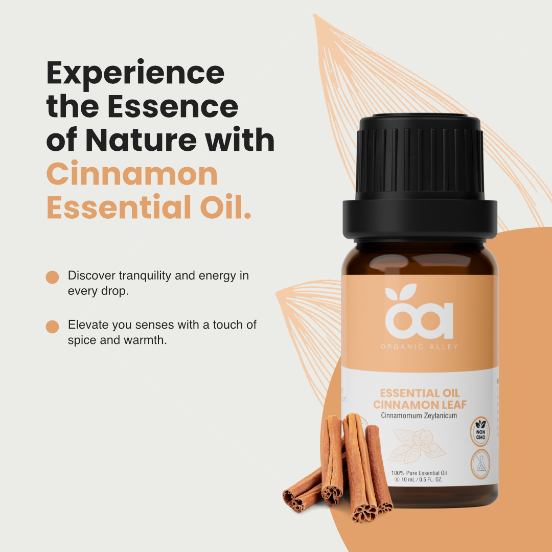 Cinnamon Leaf Essential Oil by Organic Alley (10 mL) | Pure Cinnamomum Verum | Aromatherapy & Home Fragrance