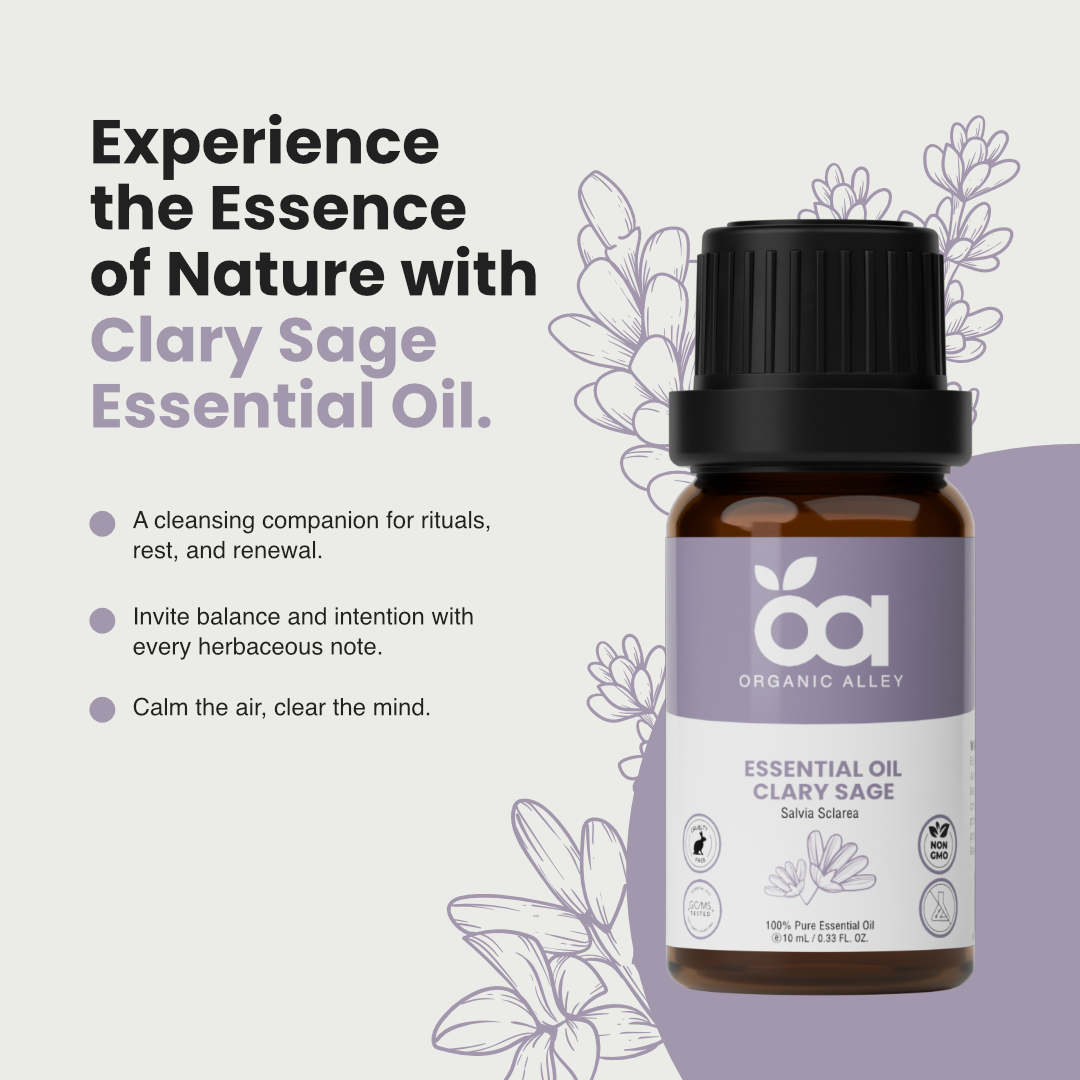 Clary Sage by Organic Alley (0.33 Fl Oz) | 100% Pure, Undiluted Salvia Sclarea