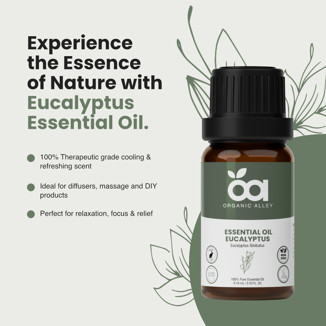 Eucalyptus Essential Oil by Organic Alley (0.33 Fl Oz) | Breathe Easy & Refresh Your Senses with Eucalyptus Globulus | Natural Well-Being