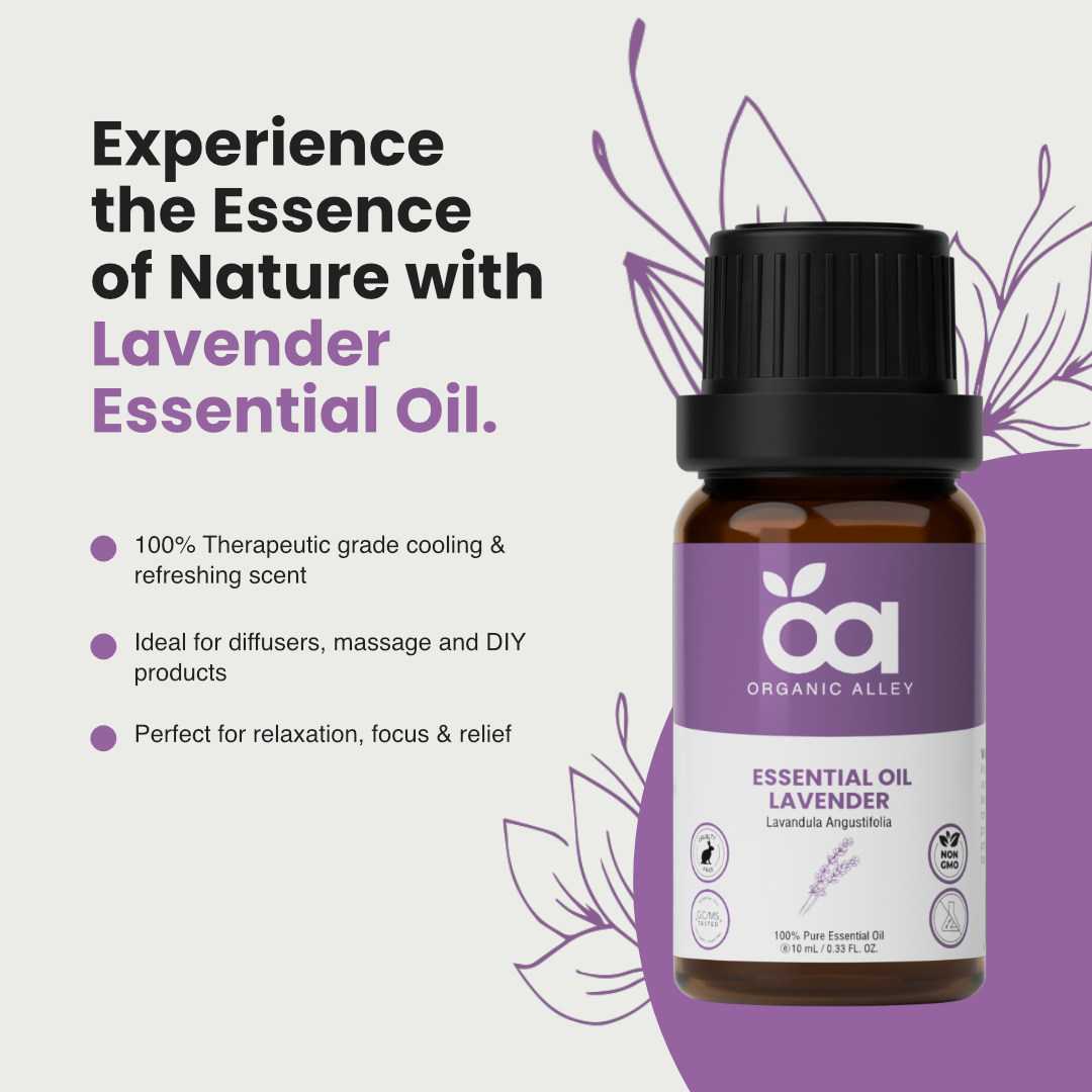 Lavender Essential Oil by Organic Alley (10 mL) | 100% Pure Lavandula Angustifolia | Natural Aromatherapy & Relaxation Oil