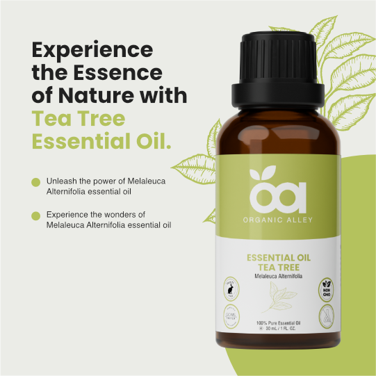 Tea Tree Essential Oil by Organic Alley (1 Fl Oz) | 100% Pure & Natural Melaleuca Alternifolia | Premium Quality Tea Tree Oil