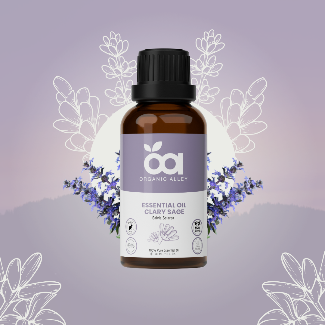 Clary Sage Essential Oil by Organic Alley (1 Fl Oz) | 100% Pure, Undiluted Salvia Sclarea Oil | Emotional Balance, Radiant Skin and Mental Clarity