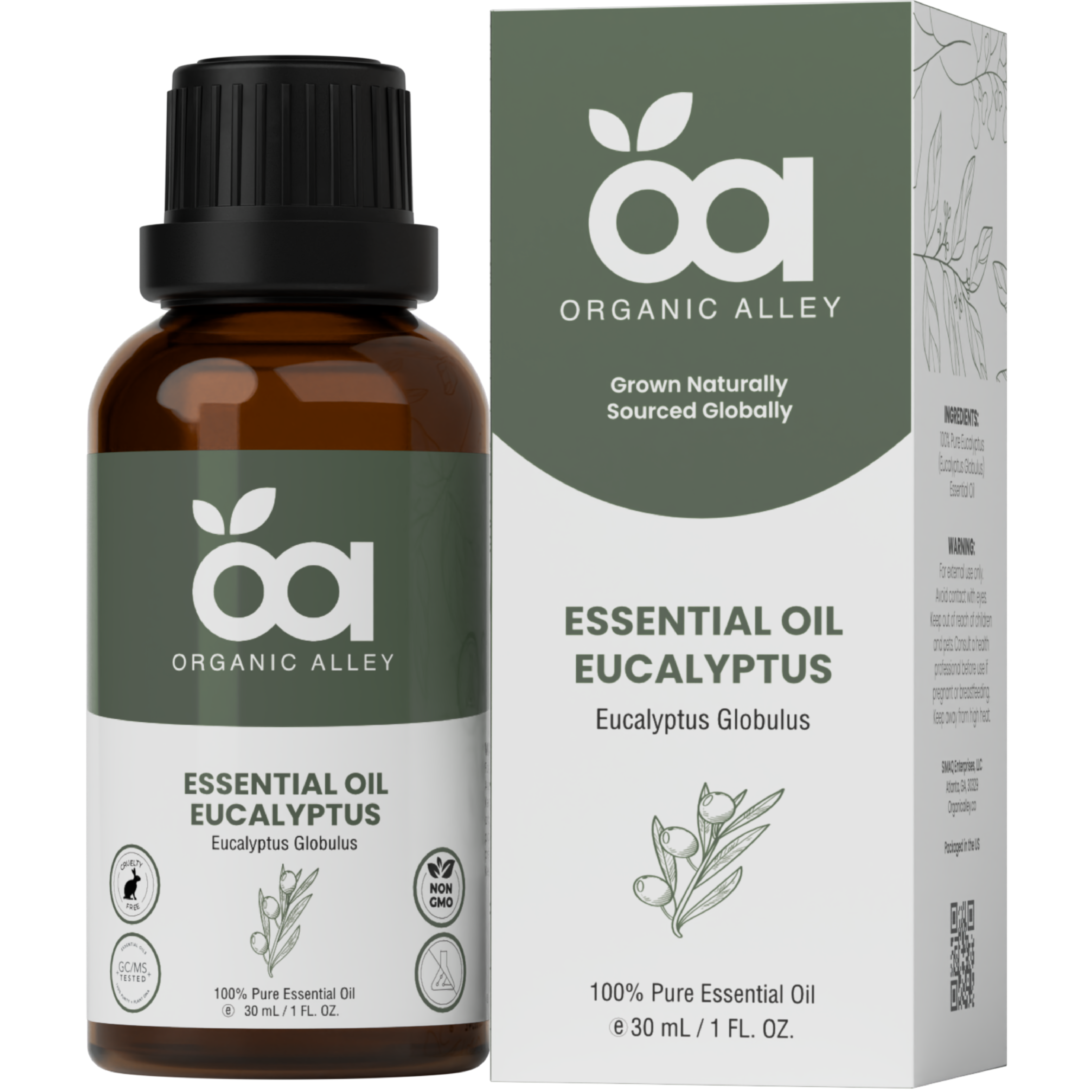 Eucalyptus Essential Oil by Organic Alley (1 Fl Oz) | Pure & Revitalizing Eucalyptus Globulus | Breathe Easy & Refresh Your Senses