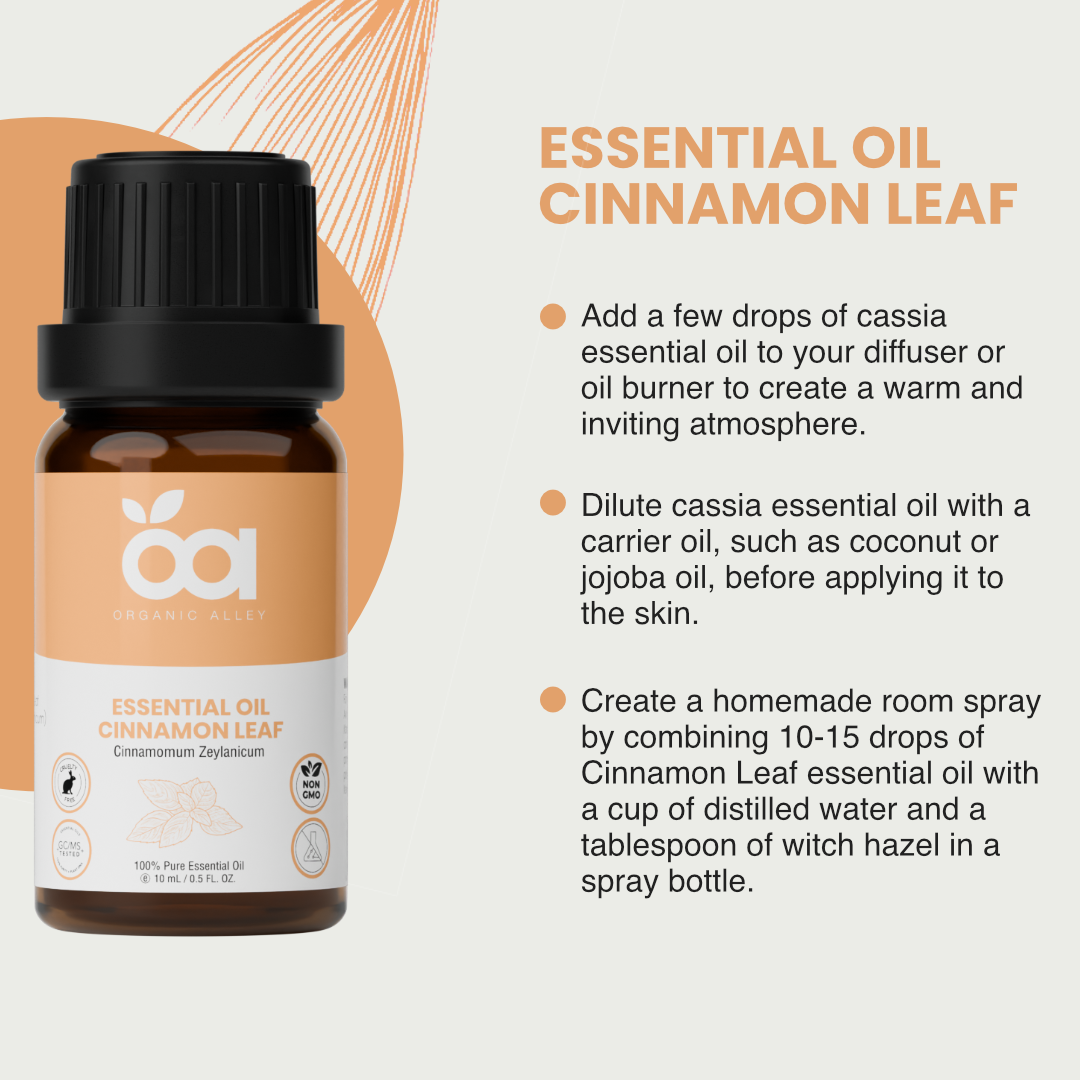 Cinnamon Leaf Essential Oil by Organic Alley (10 mL) | Pure Cinnamomum Verum | Aromatherapy & Home Fragrance