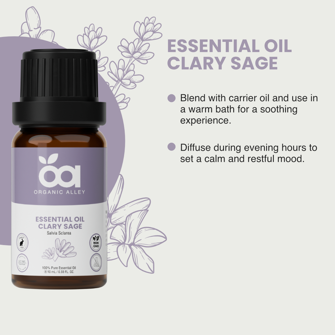 Clary Sage by Organic Alley (0.33 Fl Oz) | 100% Pure, Undiluted Salvia Sclarea