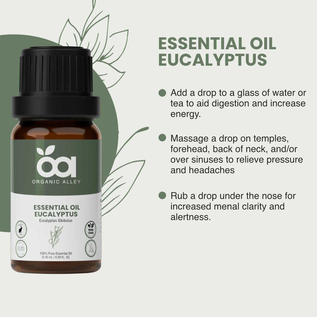 Eucalyptus Essential Oil by Organic Alley (0.33 Fl Oz) | Breathe Easy & Refresh Your Senses with Eucalyptus Globulus | Natural Well-Being