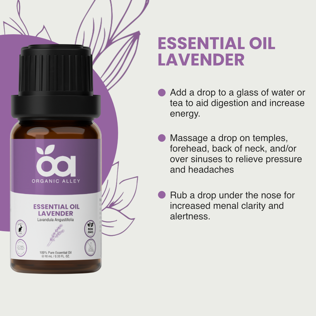 Lavender Essential Oil by Organic Alley (10 mL) | 100% Pure Lavandula Angustifolia | Natural Aromatherapy & Relaxation Oil