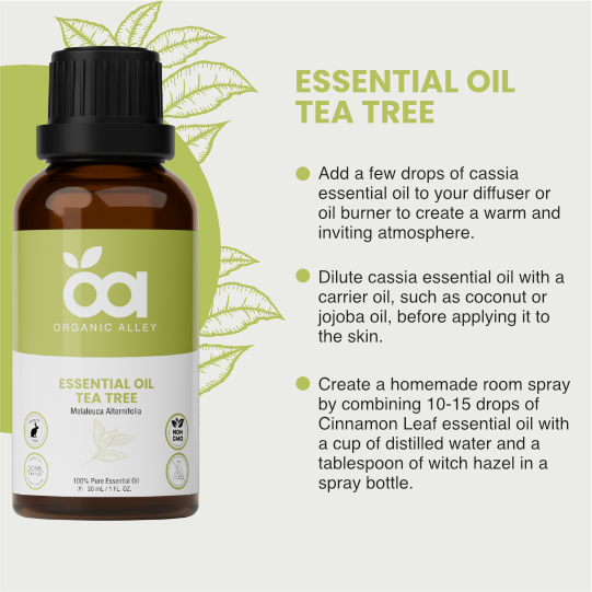Tea Tree Essential Oil by Organic Alley (1 Fl Oz) | 100% Pure & Natural Melaleuca Alternifolia | Premium Quality Tea Tree Oil