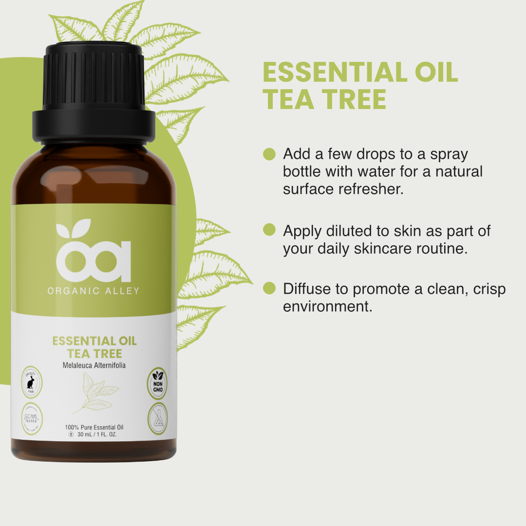 Tea Tree Essential Oil by Organic Alley (1 Fl Oz) | 100% Pure & Natural Melaleuca Alternifolia | Premium Quality Tea Tree Oil