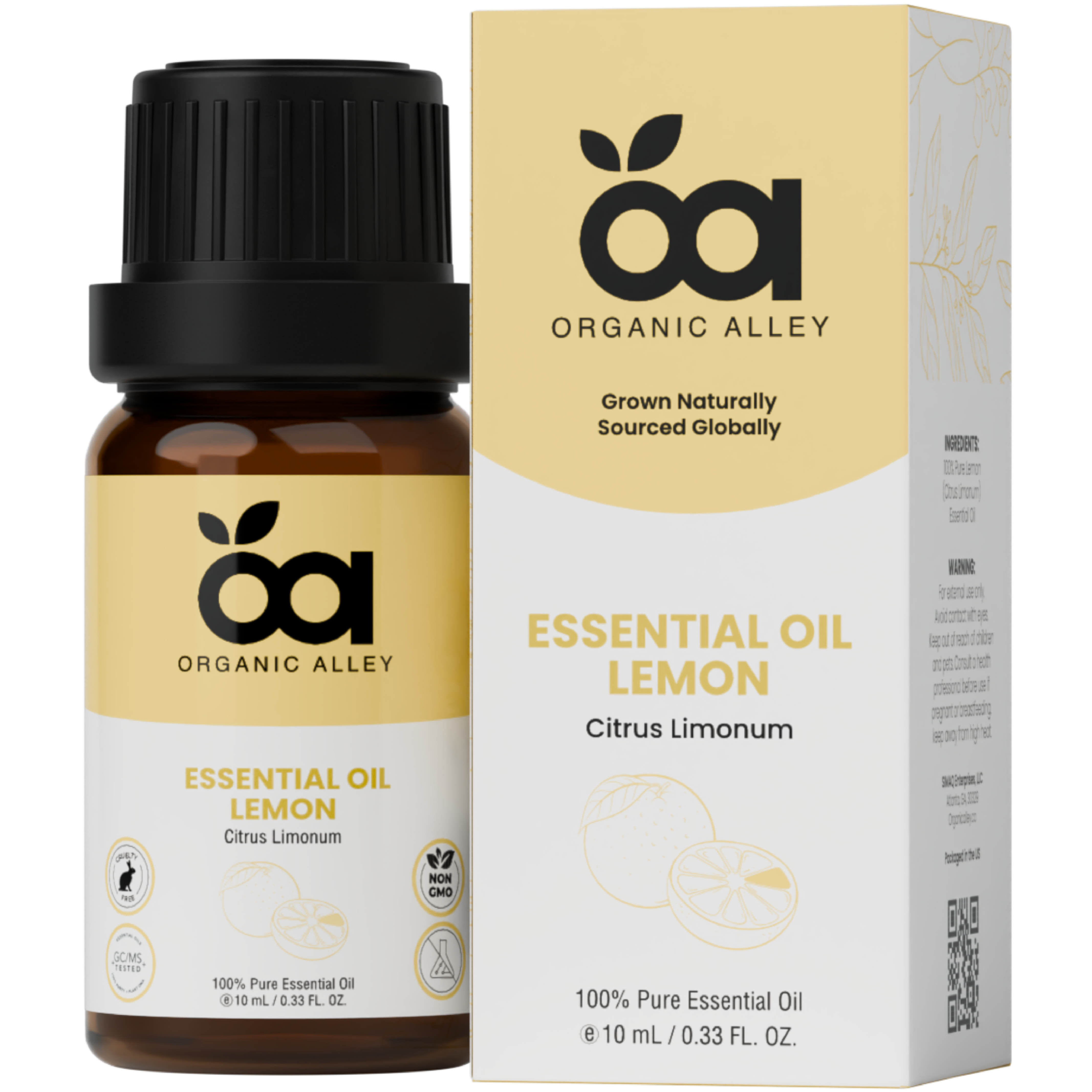 Lemon Essential Oil by Organic Alley (10 mL) | 100% Pure, Undiluted Citrus Limonum | Fresh, Zesty Scent for Skin & Cleaning