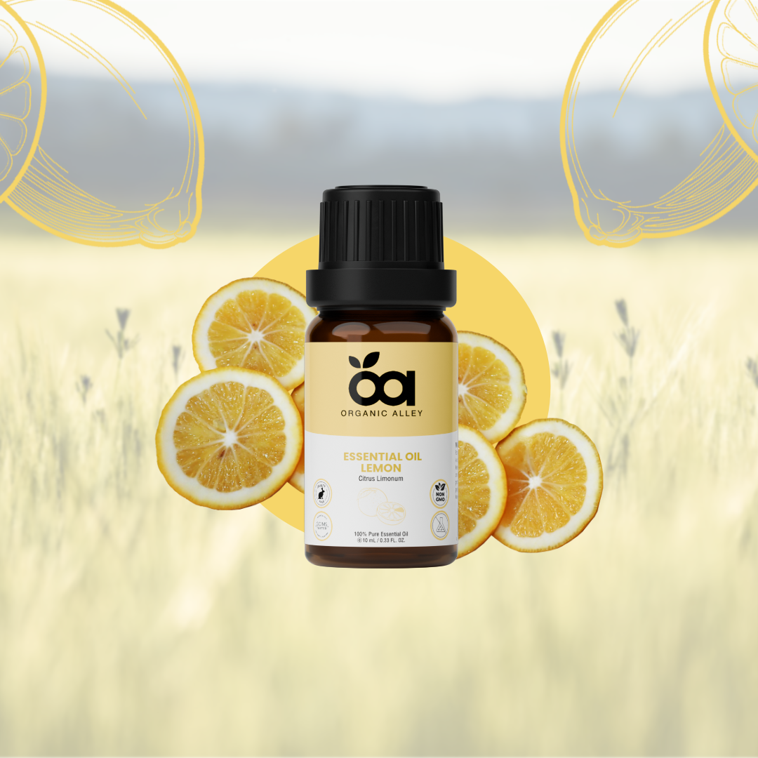 Lemon Essential Oil by Organic Alley (10 mL) | 100% Pure, Undiluted Citrus Limonum | Fresh, Zesty Scent for Skin & Cleaning