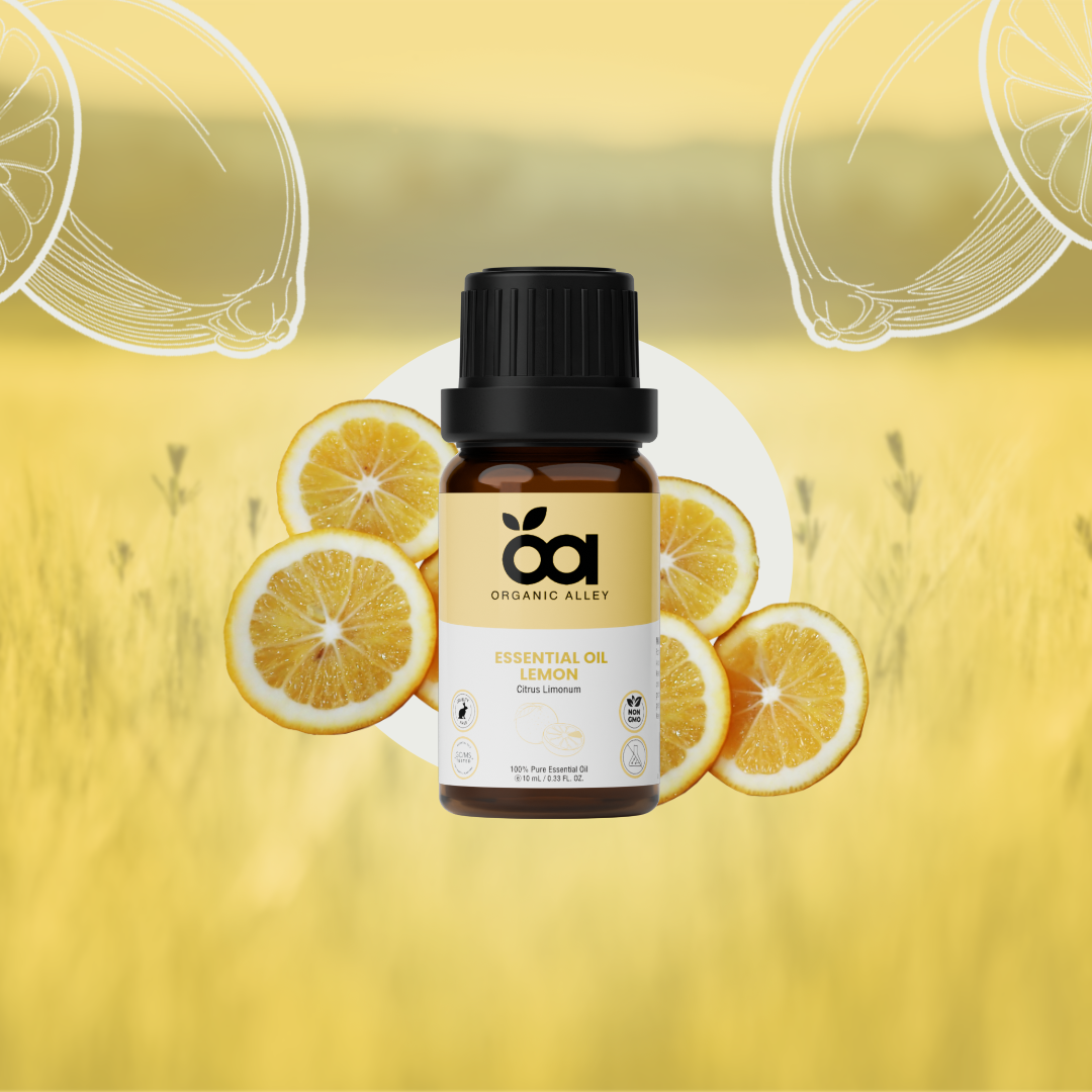 Lemon Essential Oil by Organic Alley (10 mL) | 100% Pure, Undiluted Citrus Limonum | Fresh, Zesty Scent for Skin & Cleaning