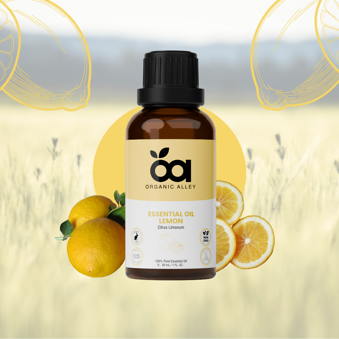 Lemon Essential Oil by Organic Alley (1 Fl Oz) | Pure, Undiluted Citrus Limonum Oil for Skin, Cleaning | Fresh, Zesty Scent