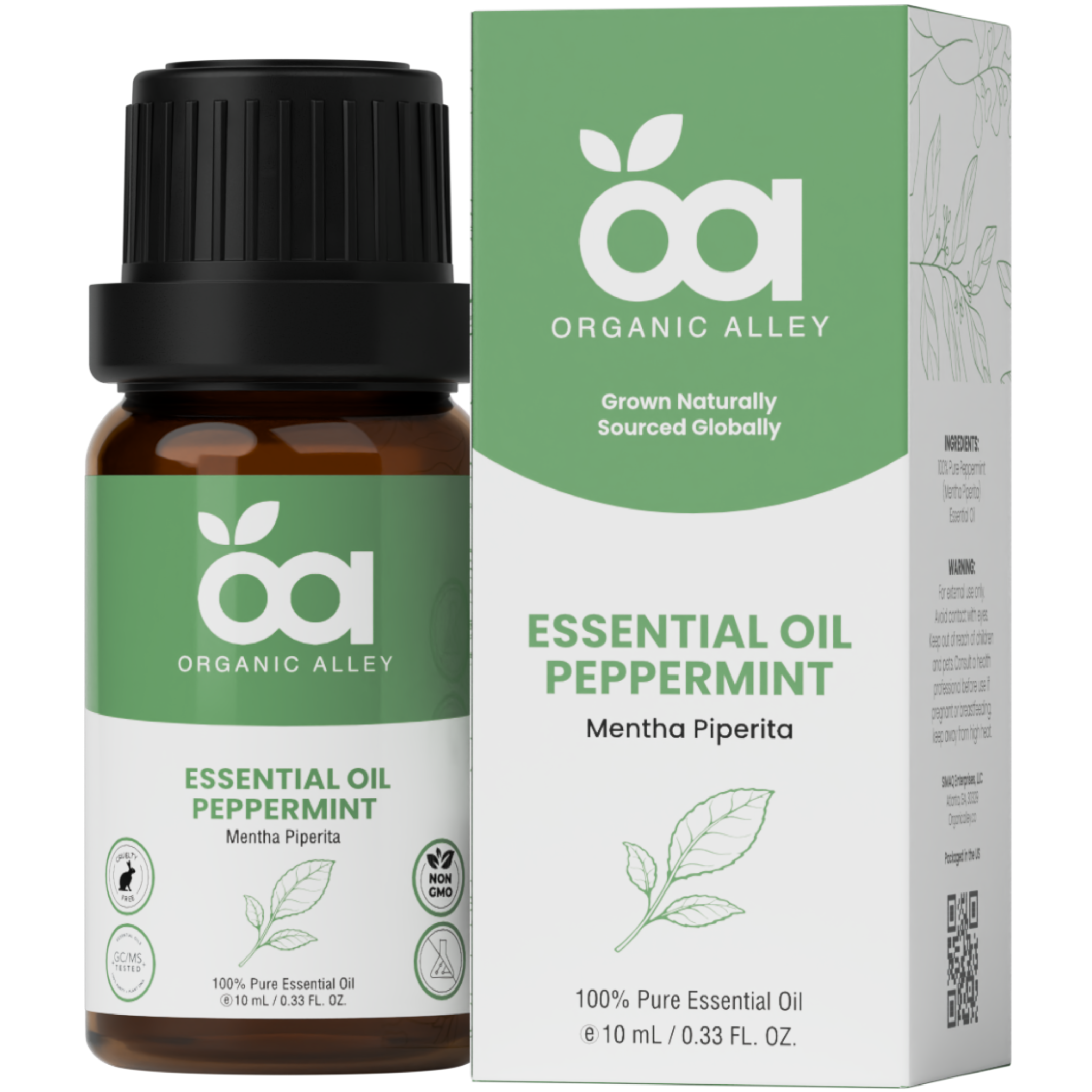 Peppermint Essential Oil by Organic Alley (10 mL) | 100% Pure Mentha Piperita Oil for Aromatherapy, Relaxation | Fresh Minty Scent
