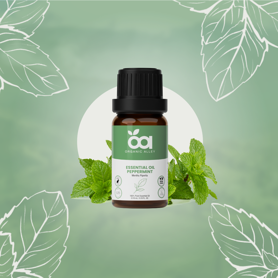 Peppermint Essential Oil by Organic Alley (10 mL) | 100% Pure Mentha Piperita Oil for Aromatherapy, Relaxation | Fresh Minty Scent