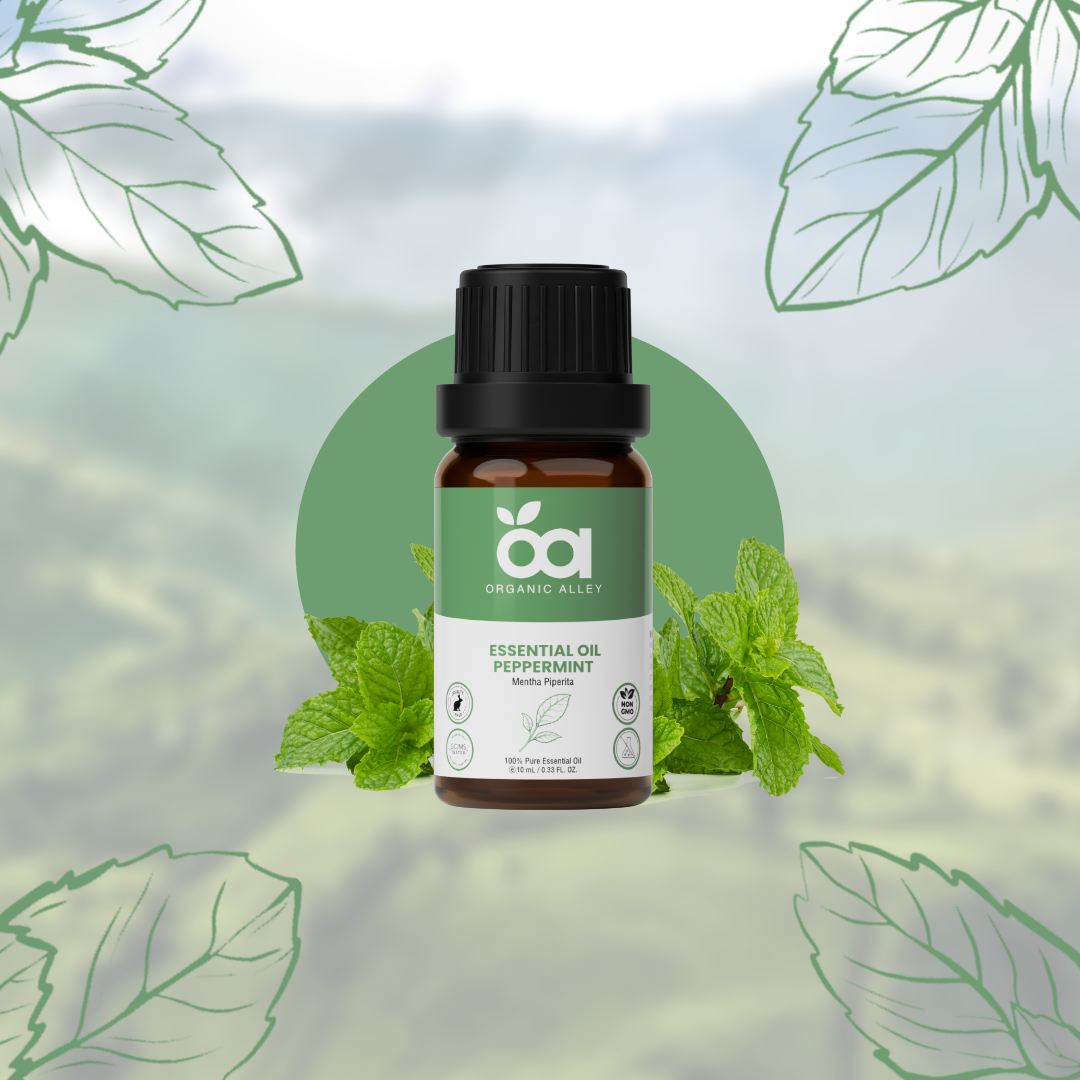 Peppermint Essential Oil by Organic Alley (10 mL) | 100% Pure Mentha Piperita Oil for Aromatherapy, Relaxation | Fresh Minty Scent