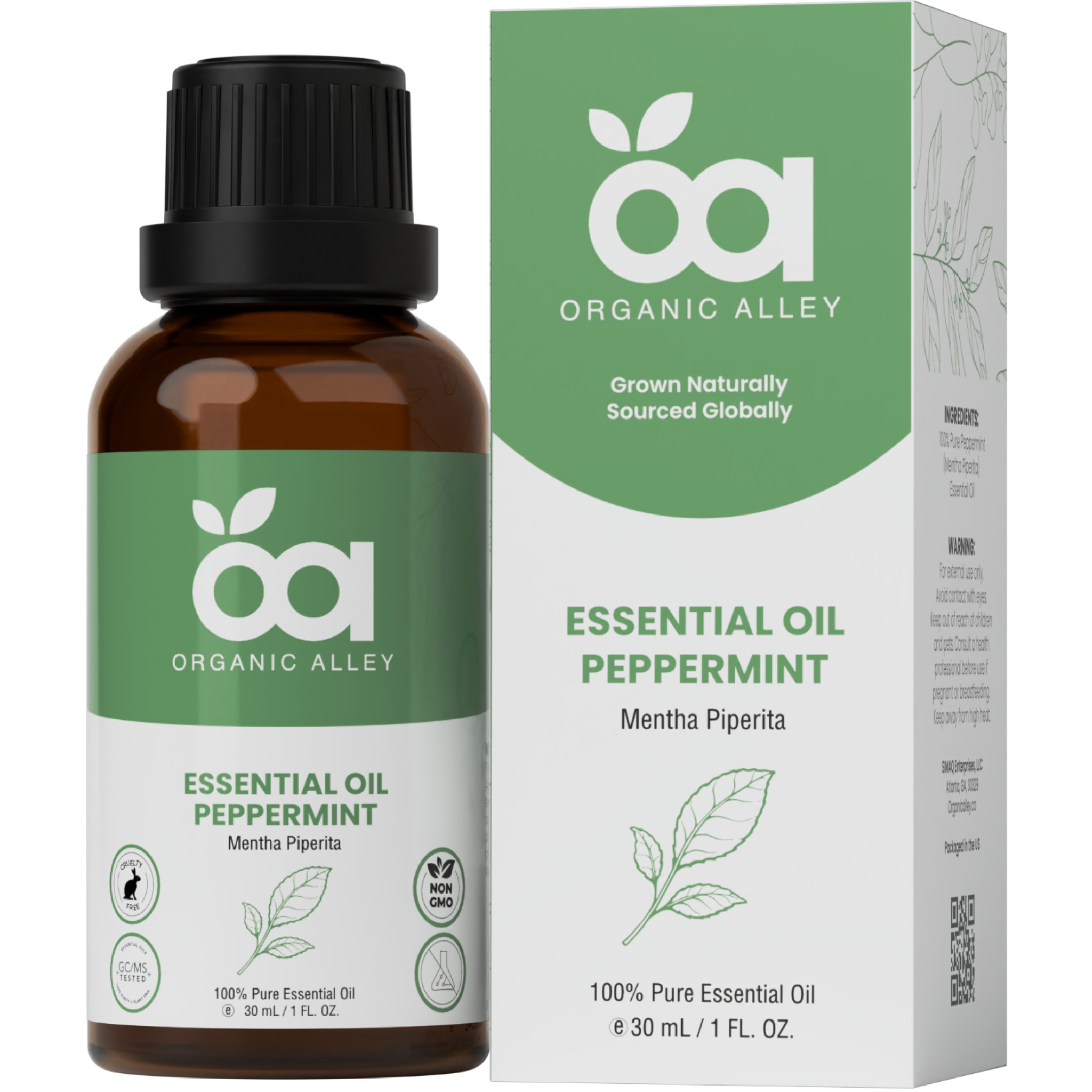 Peppermint Essential Oil by Organic Alley (1 Fl Oz) | Pure Mentha Piperita Oil | Fresh Minty Scent