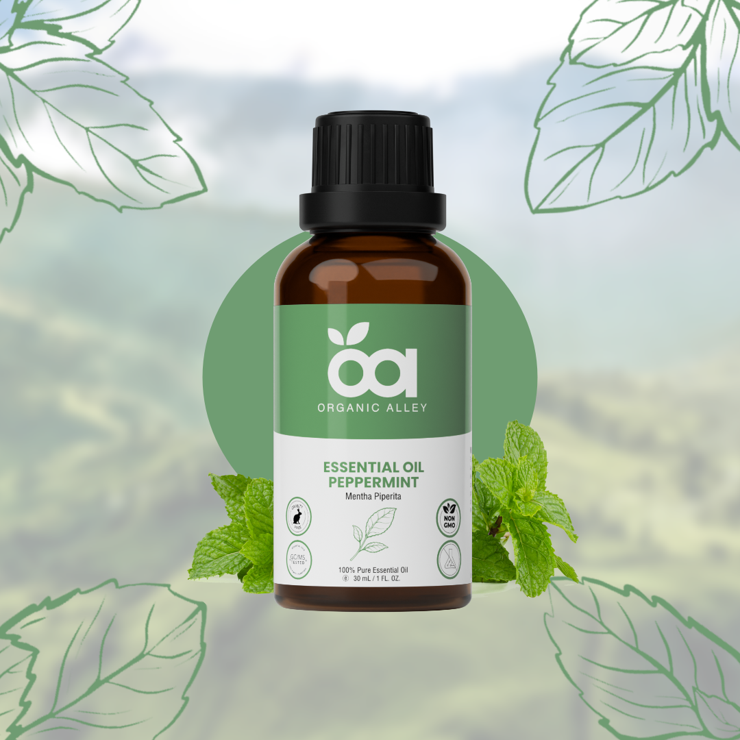Peppermint Essential Oil by Organic Alley (1 Fl Oz) | Pure Mentha Piperita Oil | Fresh Minty Scent