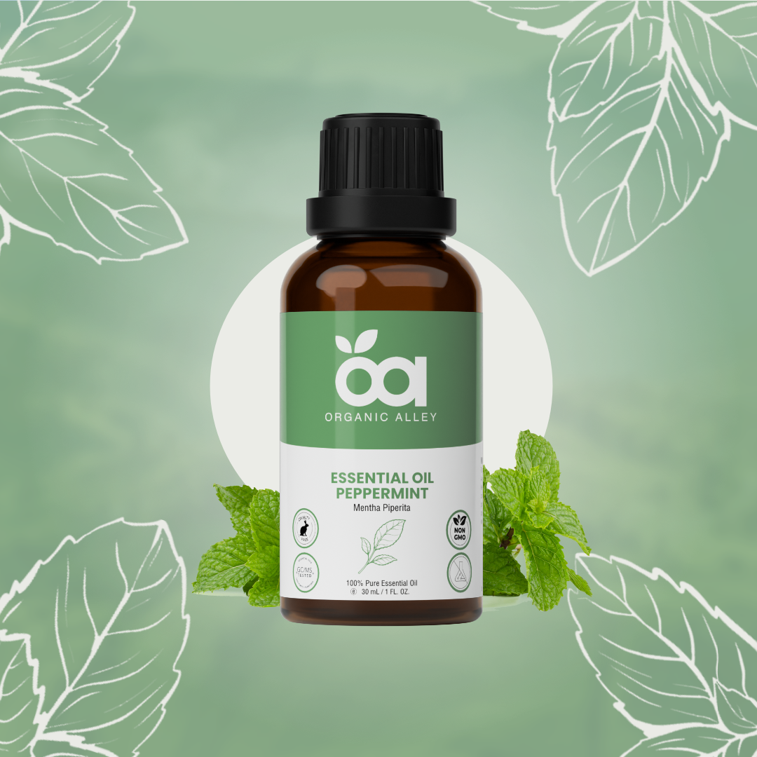 Peppermint Essential Oil by Organic Alley (1 Fl Oz) | Pure Mentha Piperita Oil | Fresh Minty Scent