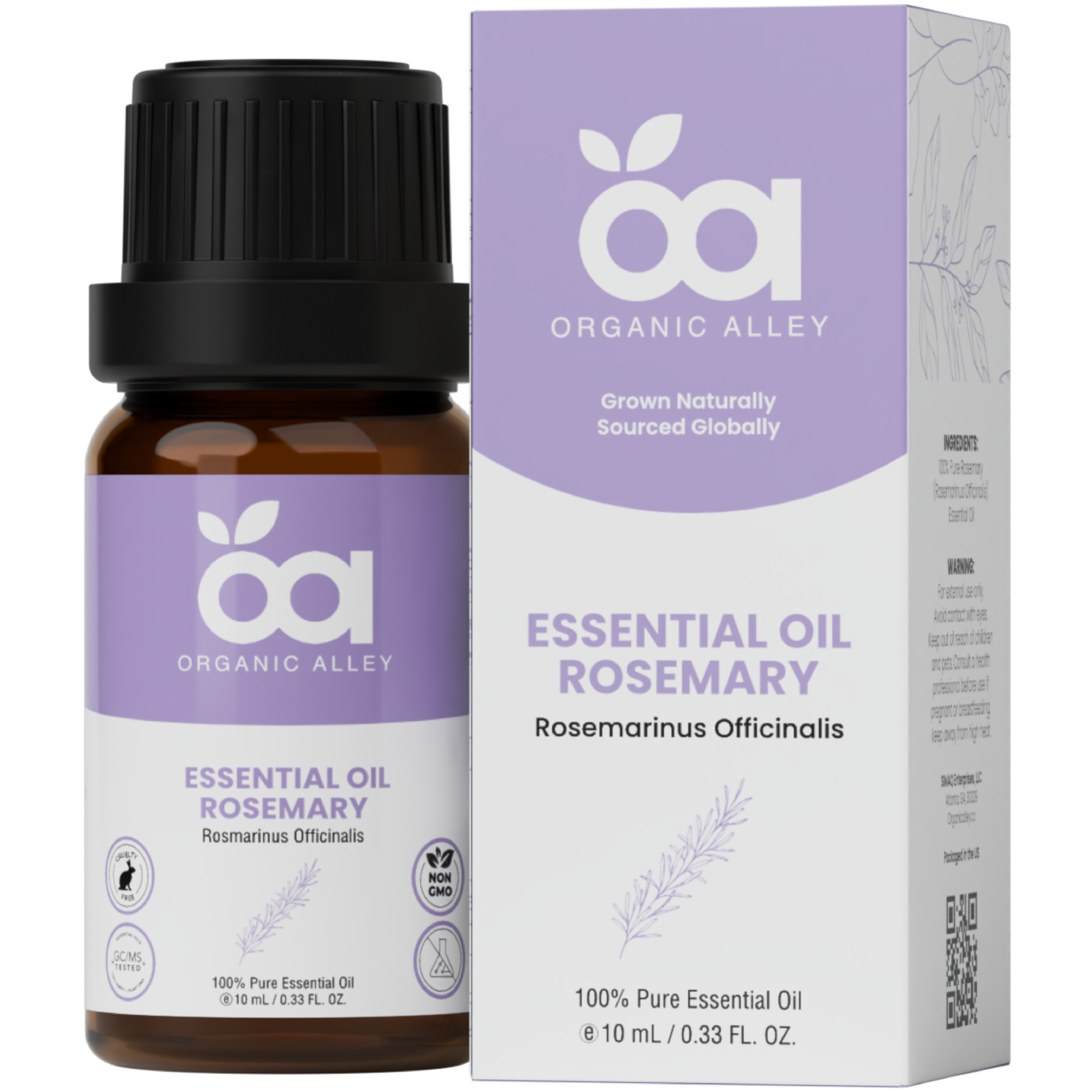 Rosemary Essential Oil by Organic Alley (10 mL) | Pure Rosmarinus Officinalis Oil for Hair, Skin & Clarity