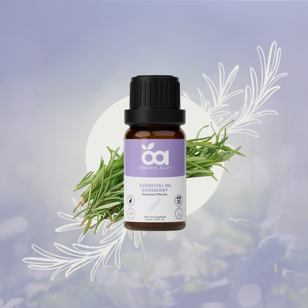 Rosemary Essential Oil by Organic Alley (10 mL) | Pure Rosmarinus Officinalis Oil for Hair, Skin & Clarity