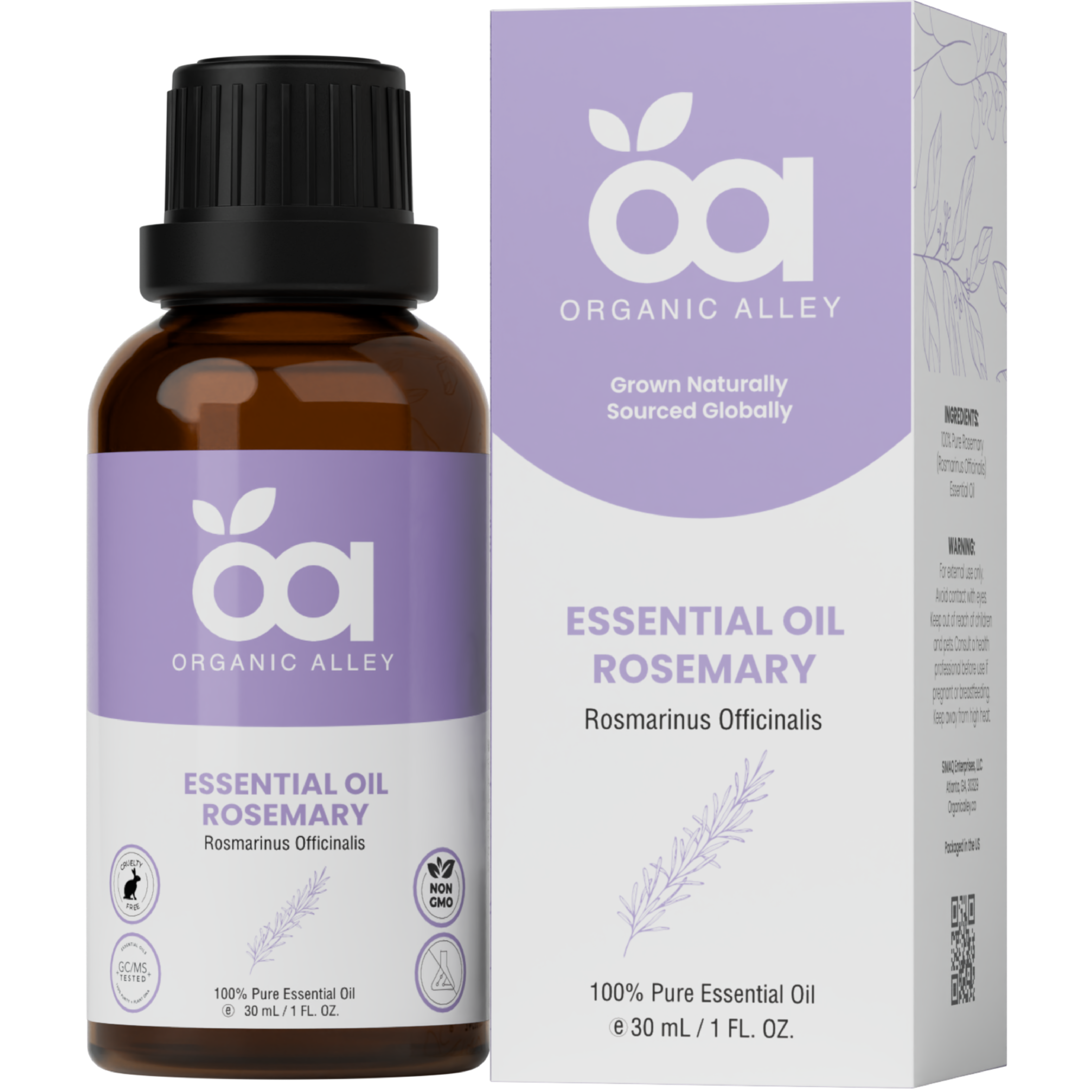 Rosemary Essential Oil by Organic Alley (1 Fl Oz) | 100% Pure Rosmarinus Officinalis Oil for for Hair, Skin & Clarity