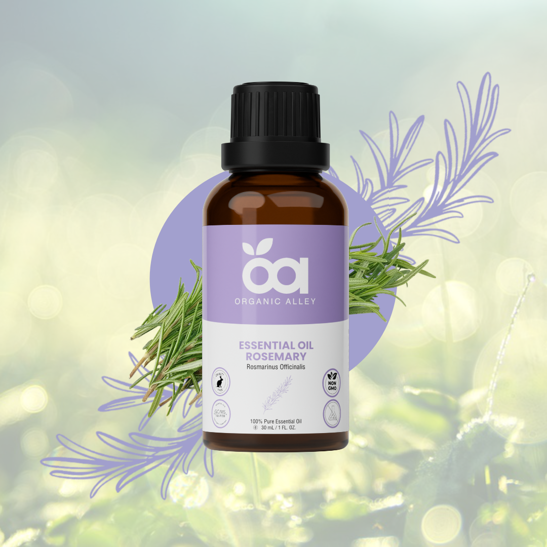 Rosemary Essential Oil by Organic Alley (1 Fl Oz) | 100% Pure Rosmarinus Officinalis Oil for for Hair, Skin & Clarity