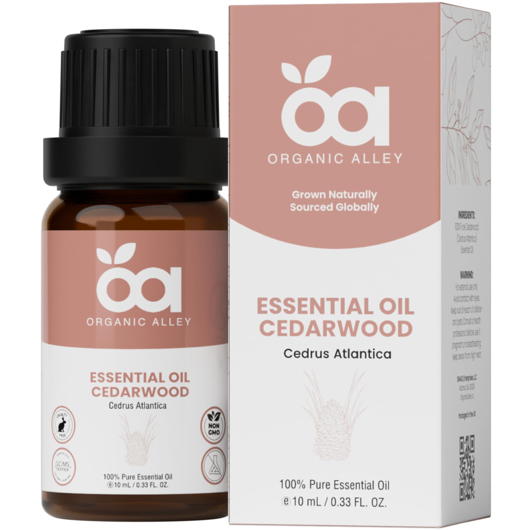 Cedarwood Essential Oil by Organic Alley | 100% Pure, Undiluted and Natural Cedrus Atlantica Oil | Skin, Hair, Stress and Body Balance | (0.33 Fl Oz)