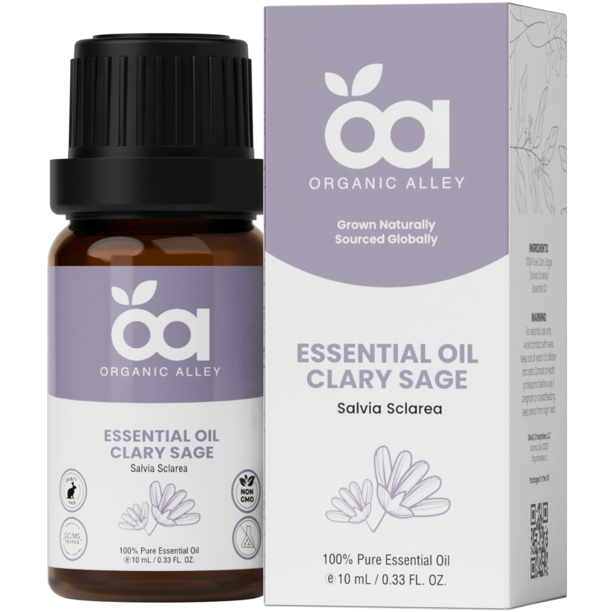Clary Sage by Organic Alley (0.33 Fl Oz) | 100% Pure, Undiluted Salvia Sclarea